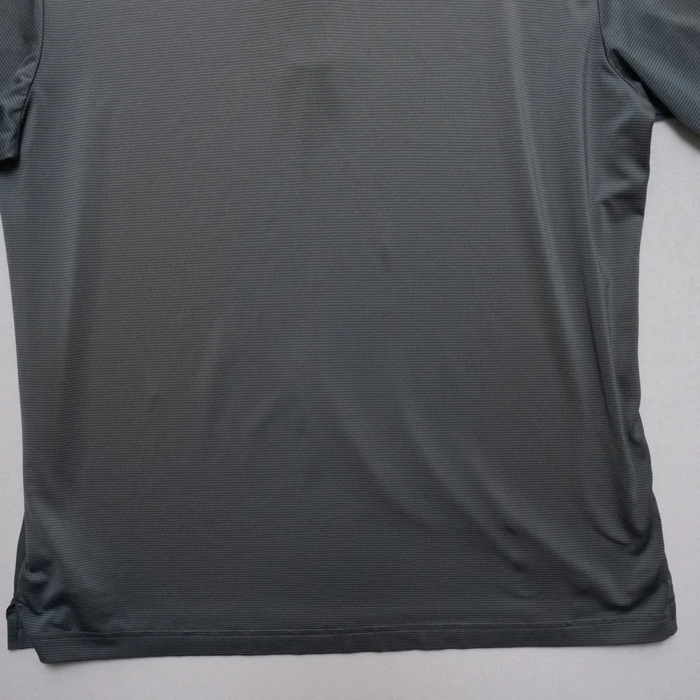 Adidas Golf Polo‎ Shirt Mens Medium Gray Climalite Striped Performance